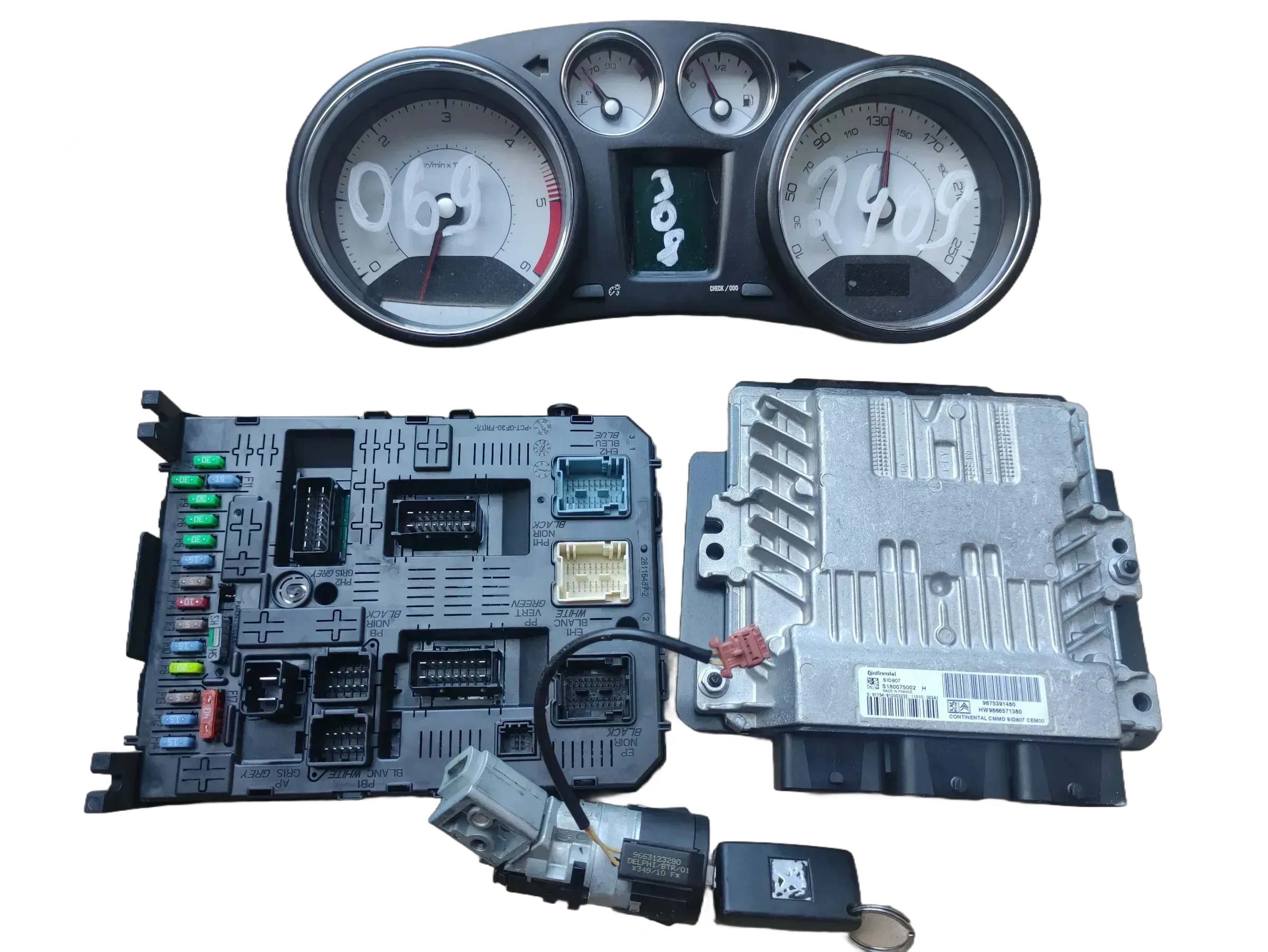 Original Motorsteuergerät Set für Peugeot 308 S180075002 9675391480 SID807  HW9666571380 Peugeot 308 - Bild 1